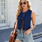 Y2K Bow-tied Denim Vest INS Fashion Summer Sleeveless Tanks Top For Women Clothing